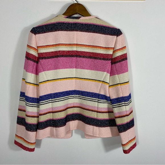 Kate Spade Berber Stripe jacket Cotton Pink Blue White Summer Spring Size 4 - Picture 3 of 10